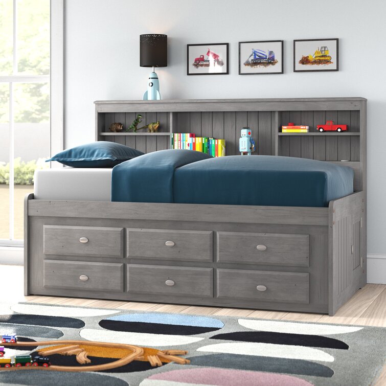 Beckford 6 Drawer Solid Wood Bed with Bookcase