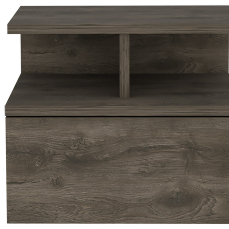 12" Brown Wood One Drawer Nightstand, Light Brown