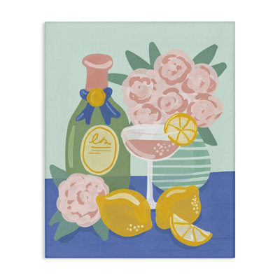 Lemons & Drinks Still Life Canvas Wall Art by Kristina Hultkrantz