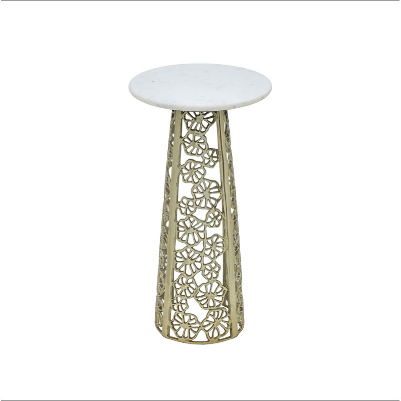 Table d'appoint dorée avec plateau en marbre blanc et table d'appoint moderne avec base en aluminium pour le salon