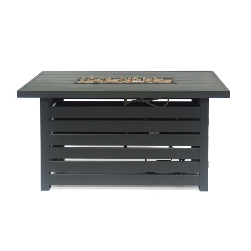 Foyer rectangulaire en fer 30 000 UBF avec espace de réservoir fermé - l 45,00 po x P 42,00 po x H 24,52 po, noir, facile à assembler