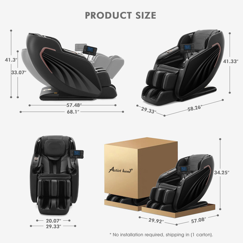 Fauteuil de massage luxueux 4d Zero Gravity, Noir