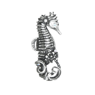 Hippocampe de gauche avec cristaux Swarovski au fini calice Coastal Living