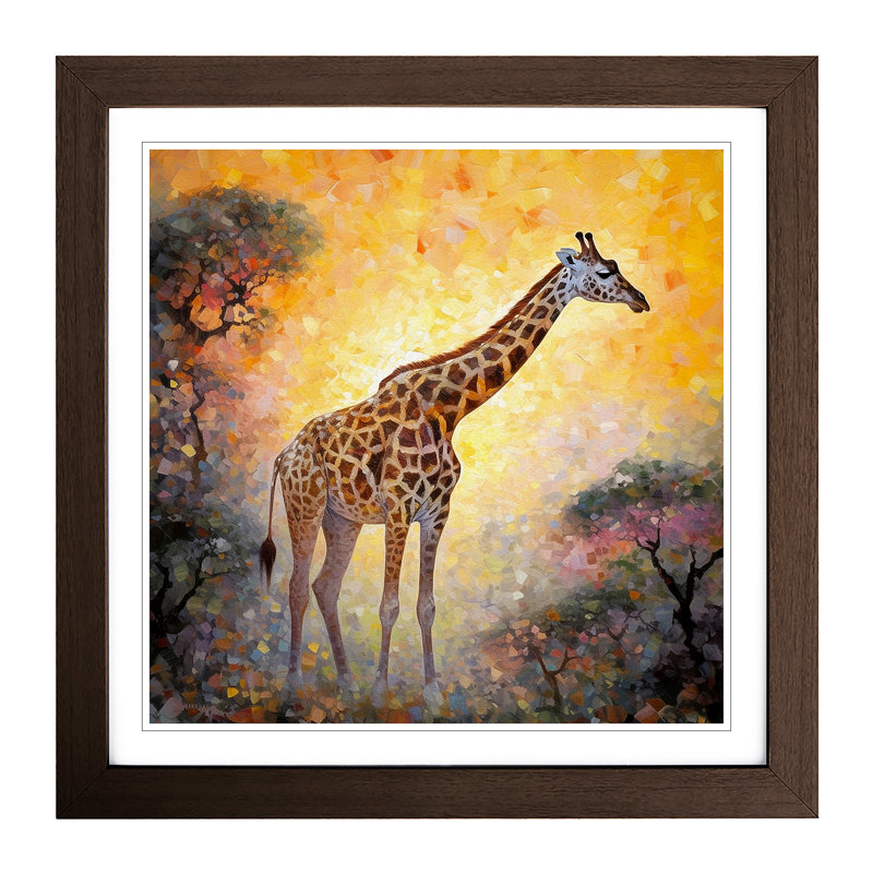 Giraffe Neo-Impressionism No.1 - Framed Print, Walnut