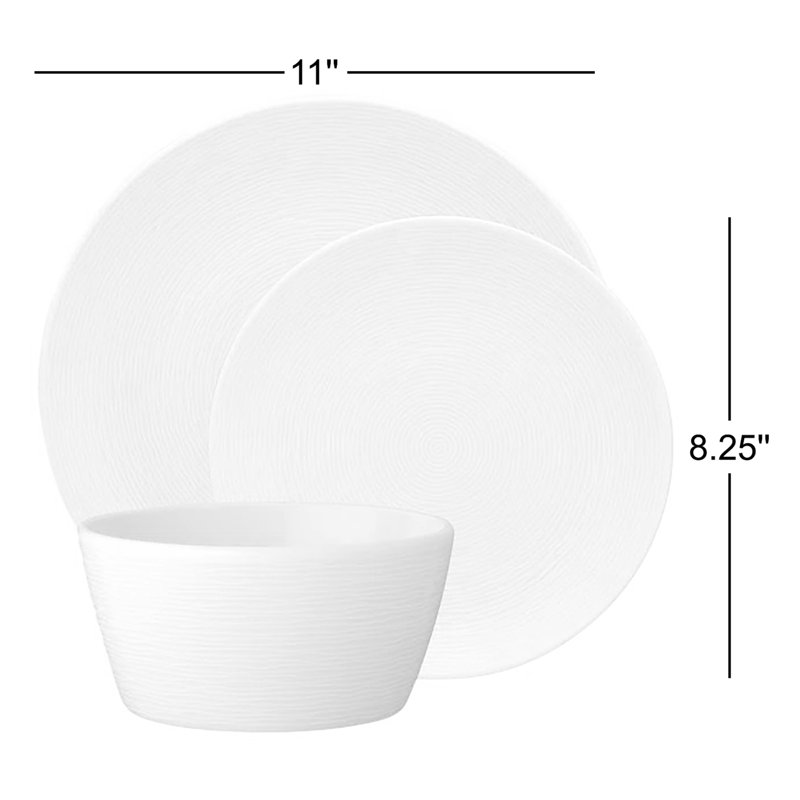 Service de table 12 pièces Noritake Colorscapes Swirl, service pour 4, gris