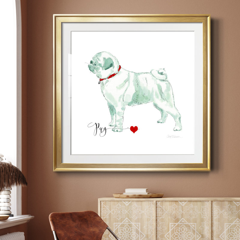Must Love Pugs - peinture encadrée, Papier encadré doré, H 30,5 po x l 30,5 po x P 1,5 po