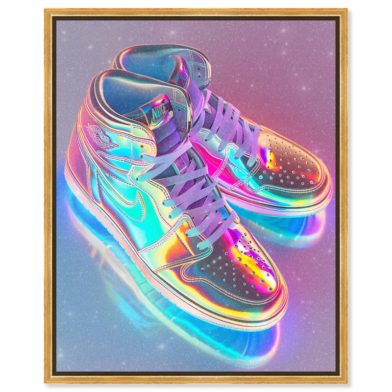 Bright Sneaker Holo, Cadre flottant doré, H 25 po x l 21 po x P 1,8 po
