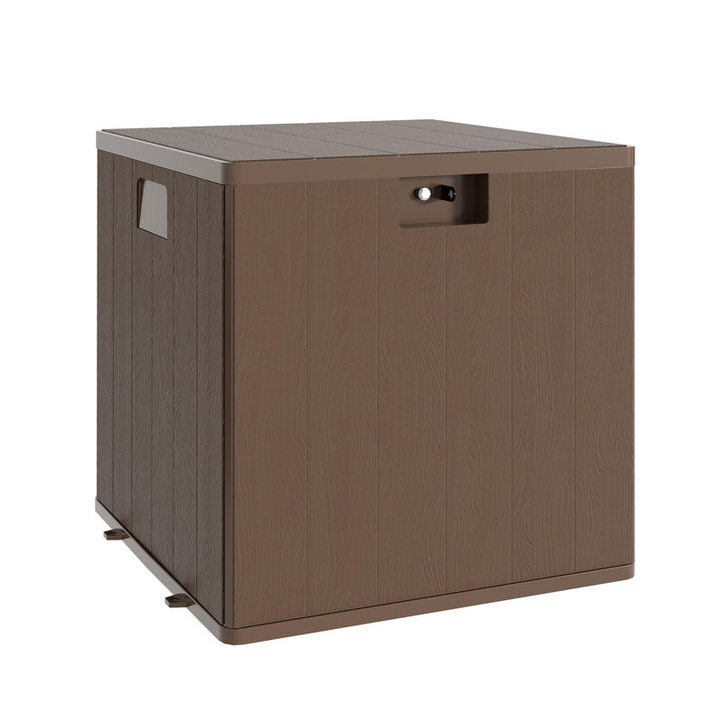 Boîte de rangement extérieure imperméable de 28 gallons, boîte de rangement de terrasse pour la livraison de colis, boîte de terrasse verrouillable en résine, petit contenant carré pour coussins de meubles, outils de jardin, accessoires de piscine