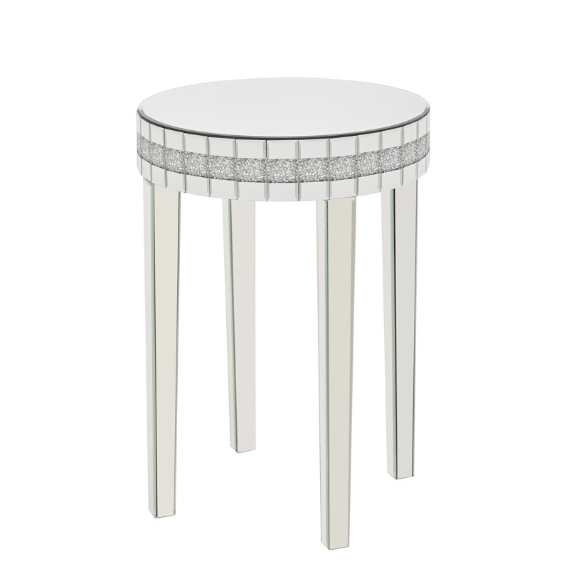 Space - Table ronde optimisée avec piédestal taillé en diamant et verre trempé, 19,7 po de diamètre, 28,3 po de hauteur, idéale pour les petits espaces