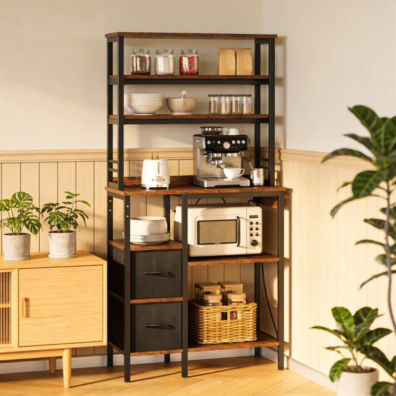 Multi-Functional Bakers Rack With Power Outlet & Storage, 167.8cm H x 80cm W x 40cm D