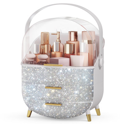 Organisateur de maquillage avec couvercle transparent, 1 (argent)