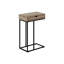 Table d'appoint avec option de rangement, stratifié taupe foncé et support en métal noir pour le salon brun