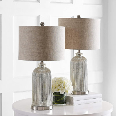 Ensemble de 2 lampes de table Modern Farmhouse avec abat-jour neutre - ampoules à DEL incluses - parfaites pour la chambre à coucher, le salon ou le bureau à domicile