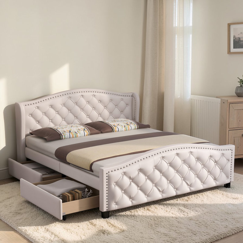 Aguadilla Upholstered UK Double - DE 135 X 190 Cm Storage Bed