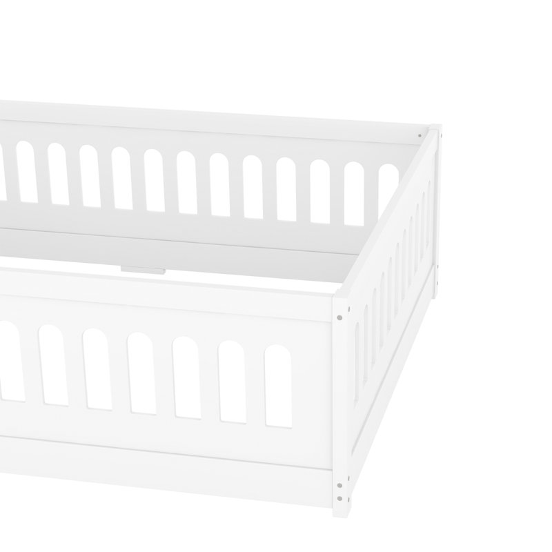 Floor Bed with Heightened Safety Guardrails and Door, Full / Double