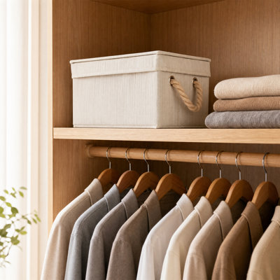 Ensemble de 3 bacs de rangement en tissu avec couvercles, boîtes de rangement en coton et en coton beige avec poignées en corde
