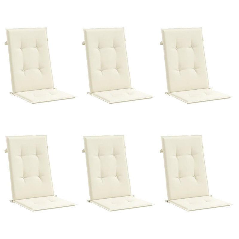 Ensemble de 6 coussins de patio à dossier haut en polyester 47,2 x 19,7 po Highback, Cream
