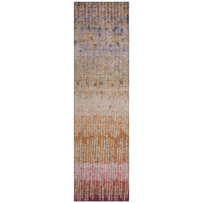 Machine Washable Indoor/Outdoor Chantille ACN2811 Modern Rug, Orange, 2'3" x 7'6" Runner
