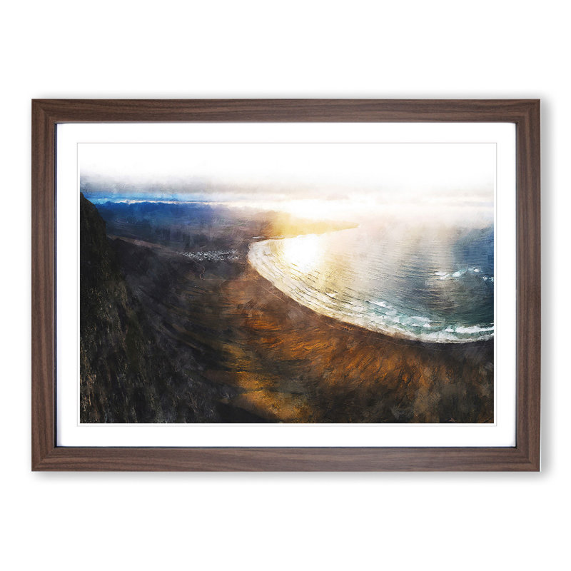 Mountain View of Lanzarote in Spain - Framed Print, 36cm H x 48cm W x 2cm D, Walnut Framed