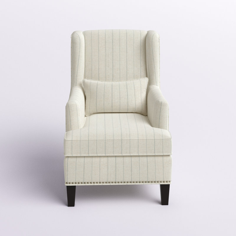 Mccabe Upholstered Wingback Chair, Off-White Polyester Blend