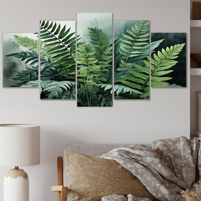 Green And Black Ferns Dynamic Contrast V Plants & Flowers Wall Decor on Metal