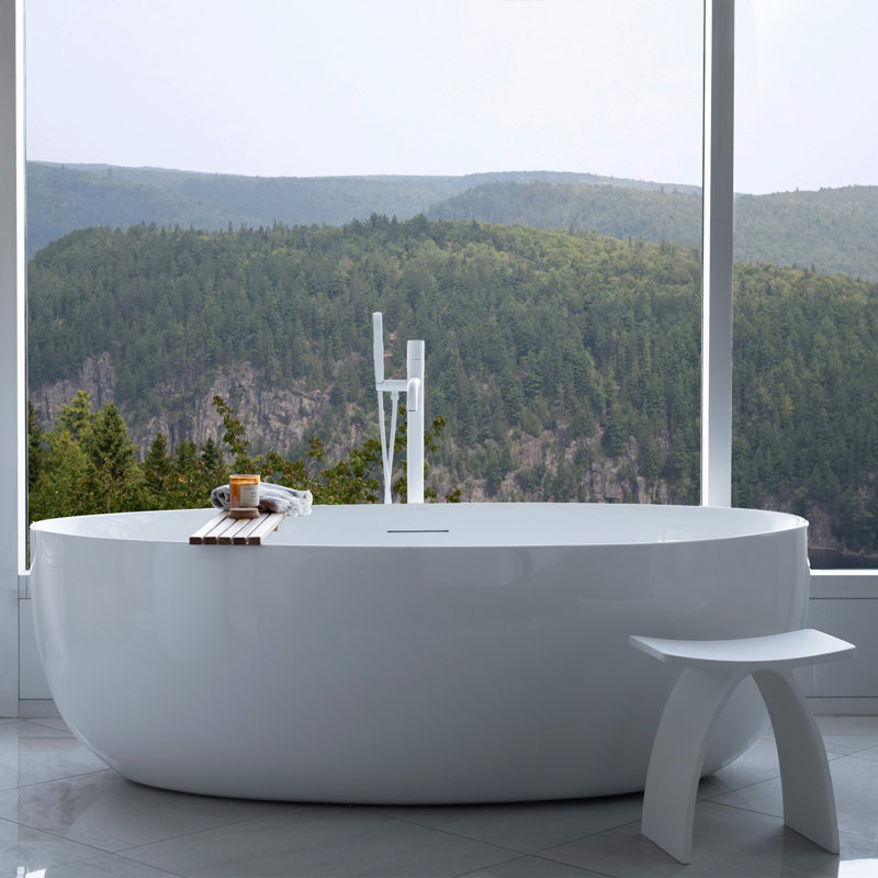 Lily-Beau 17'' W Wood Shower Bench, Matte White