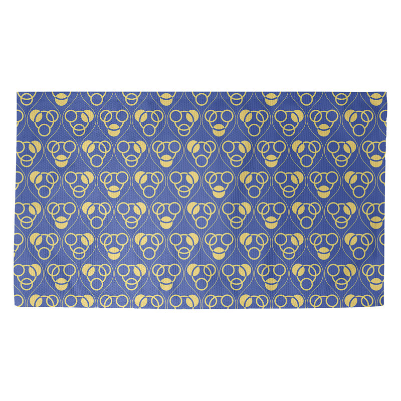 Bleu foncé/jaune Tapis décoratif, Rectangle de 2 pi x 3 pi