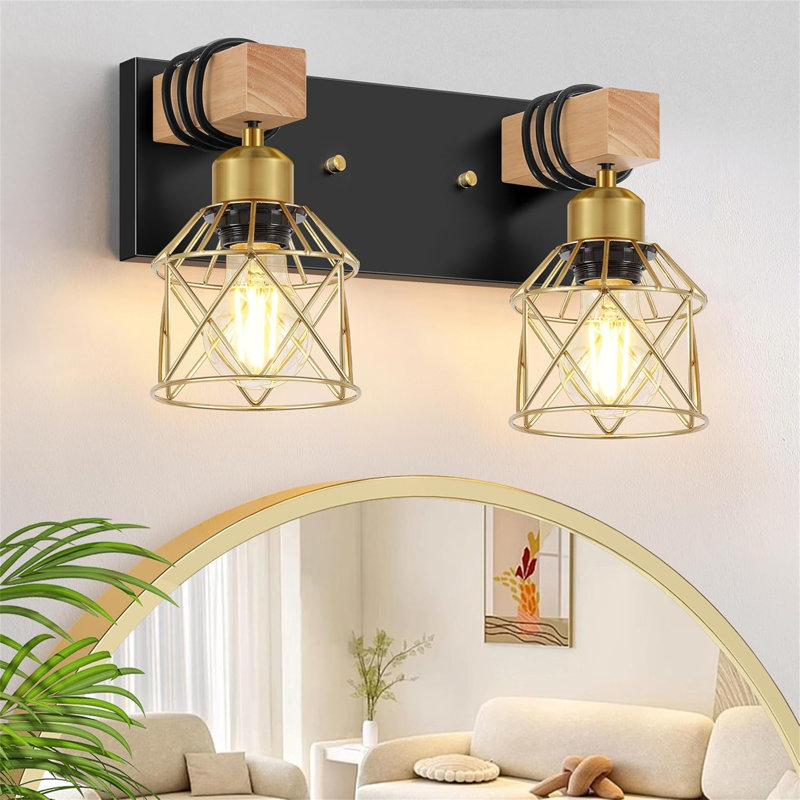 Dimmable Vanity Light, 2 Lights, Gold