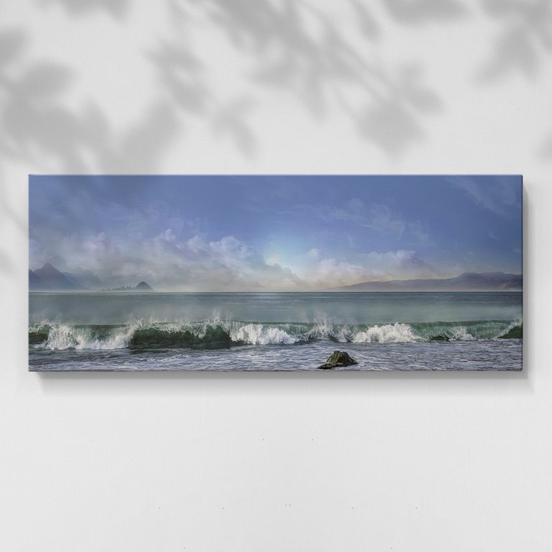 Breaking Waves - Toile tendue avec châssis - Prêt à accrocher, H 20 po x l 50 po