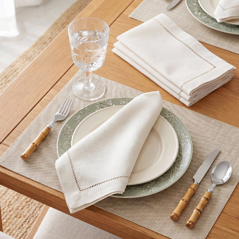Gelder Square Napkin, 20" W x 20" L, Ecru