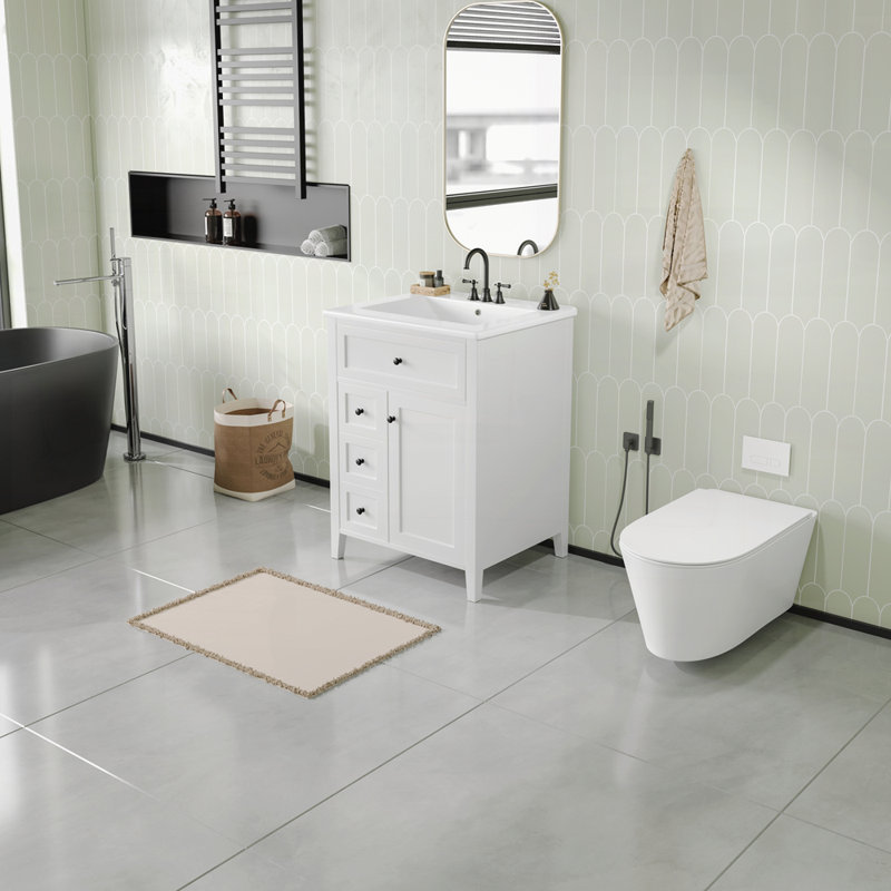 Meuble-lavabo 24 po avec lavabo, meuble-lavabo autoportant pour le rangement et l'organisation de la salle de bain, Blanc