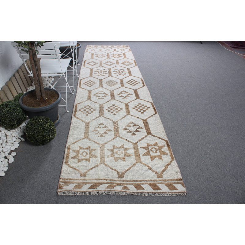 Tapis de couloir vintage beige Anatolian Herki beige pour la cuisine, les escaliers et les couloirs