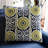 91.4" W Transitional Sofa, Navy/Yellow