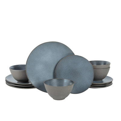 Gibson Elite Plates and Bowls Set, 12 Piece Dinnerware Dishes for 4