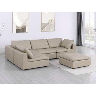 Frankston 5-Piece 3-Seat Left Arm Facing Sectional  Upholstered In Top-Grain Italian Leather