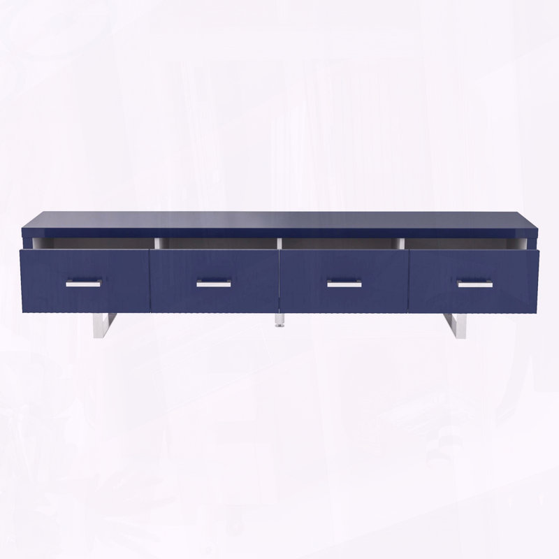 Meuble télé avec 4 tiroirs de rangement, Bleu