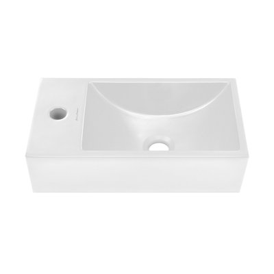 Lavabo mural rectangulaire en béton 16 po avec robinet à gauche Lisse 