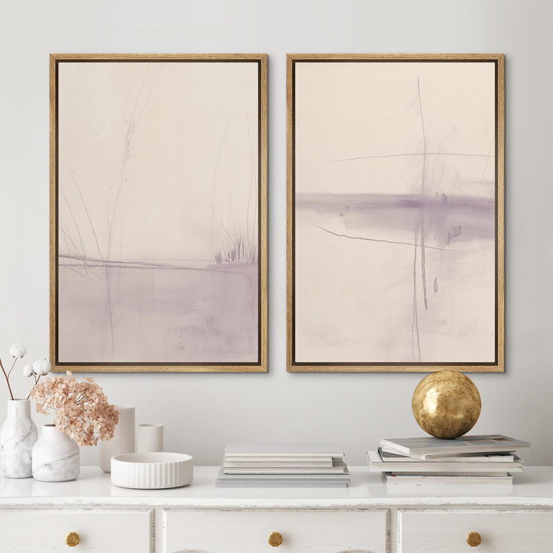 «Mid-Century Modern Brown», 2 pièces sur toile, Encadré naturel, H 16 po x l 24 po
