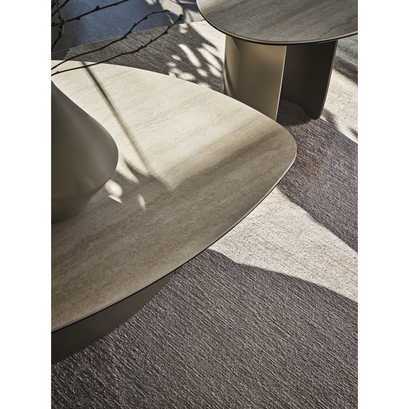 Twins Coffee Tables, Matt Pearl Beige, White Travertino