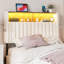  Tête de lit très grand avec rangement, hauteur réglable, tête de lit tapissier en velours avec lumières à DEL et station de charge, tête de lit autoportante moderne, facile à assembler, blanc-984896307-984896304