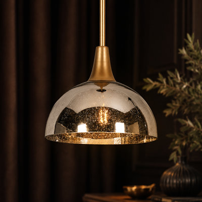 1-Light Single Modern Dome Pendant Light with Mercury Glass（1-Set)
