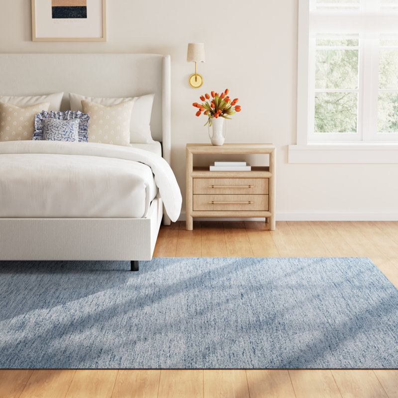Criston Handmade Tufted Wool Light Blue/Sand Area Rug, Rectangle 8' x 10'