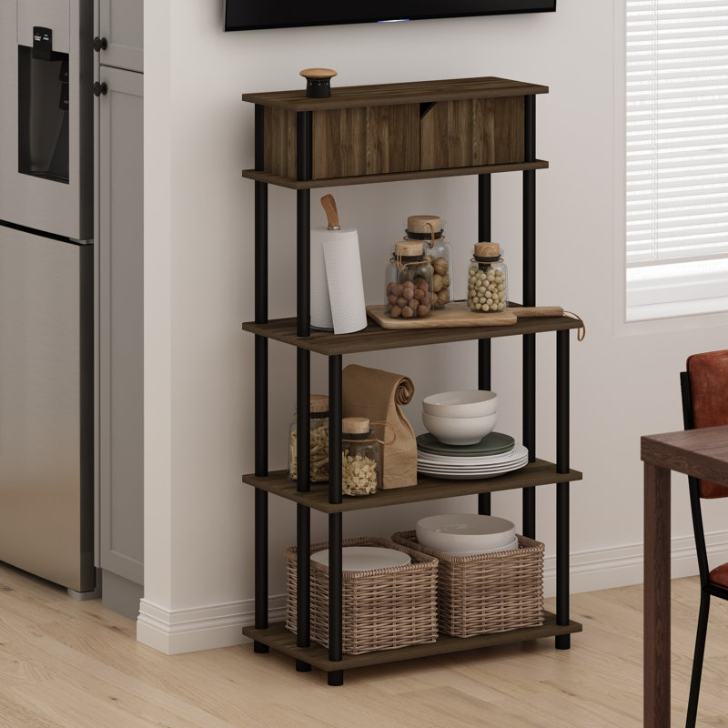 Rhyus Wood Kitchen Cart, Walnut/Black