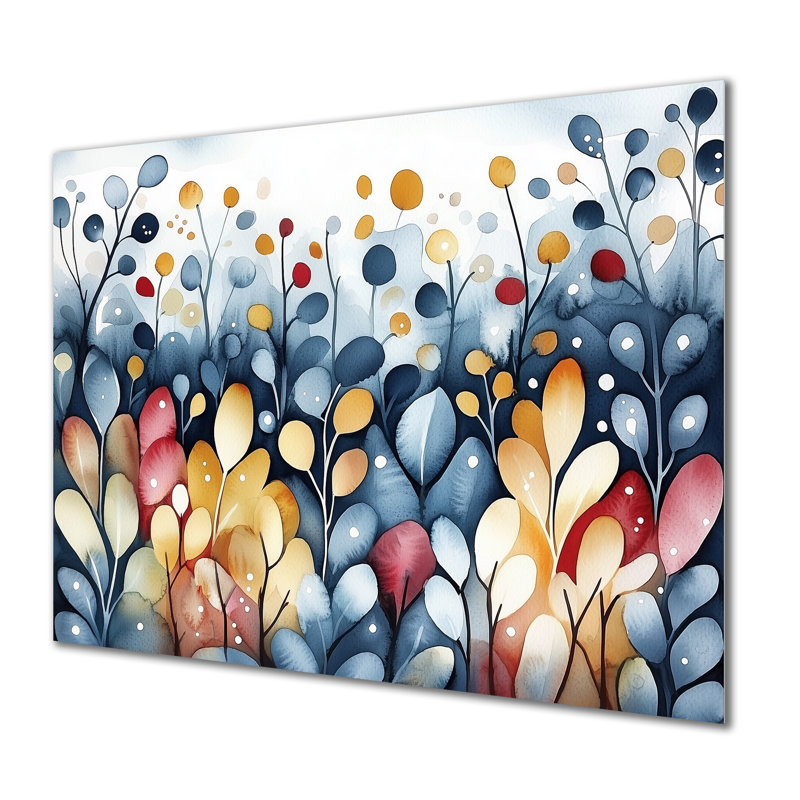 Abstrait botanique abstrait arc-en-ciel I - Botanicals, impression murale moderne, H 16 po x l 32 po x P 0,84 po