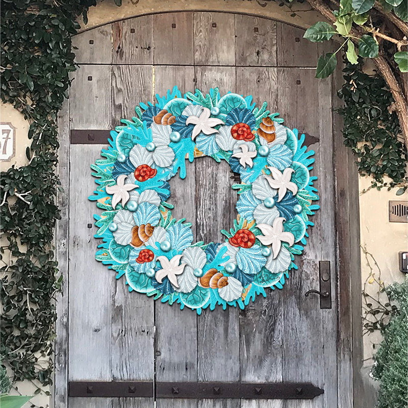 Décoration murale suspendue en bois Coastal Wreath