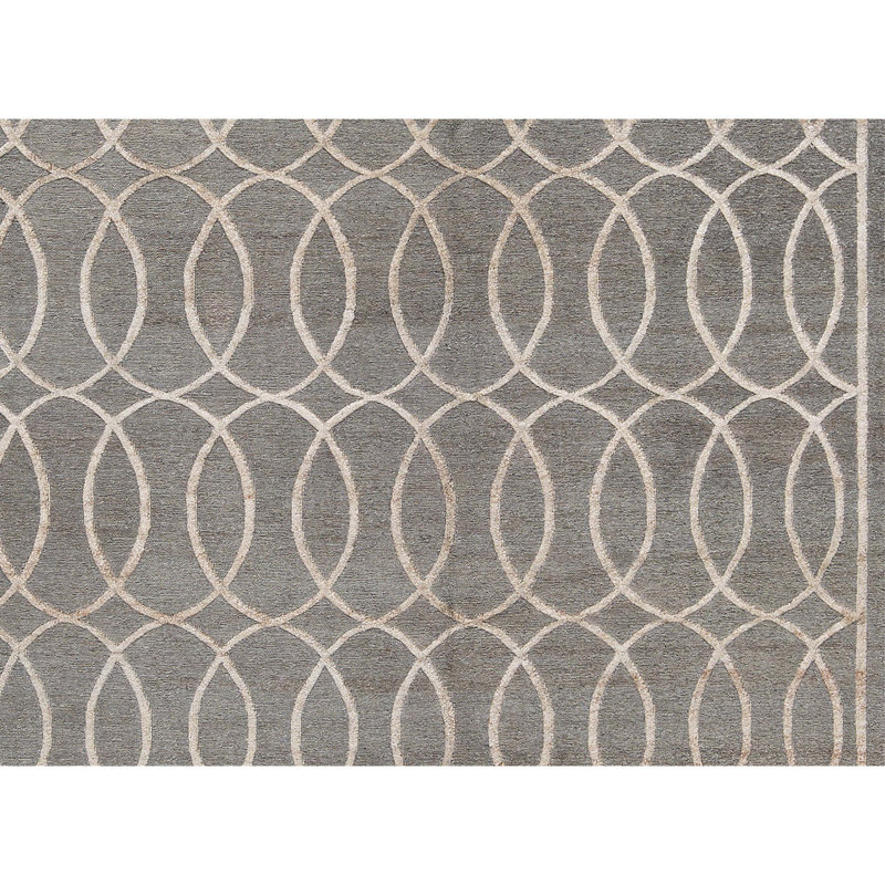 Geometric Area Rug in Dark Moss Green