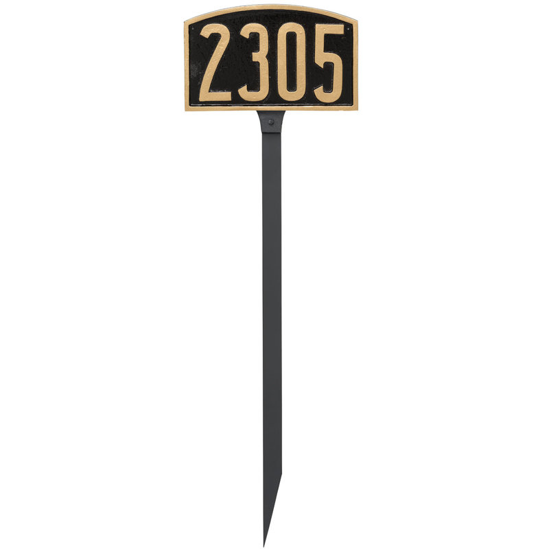 Enseigne d’adresse pour pelouse sur 1 ligne, Noir / or