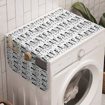 East Urban Home Bones Washing Machine Organizer Pack of 2 47" x 18.5" Charcoal Grey and White