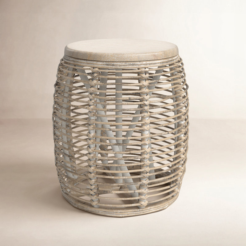 Shoshanna Solid Wood Top End Table, Natural/Gray White Wash