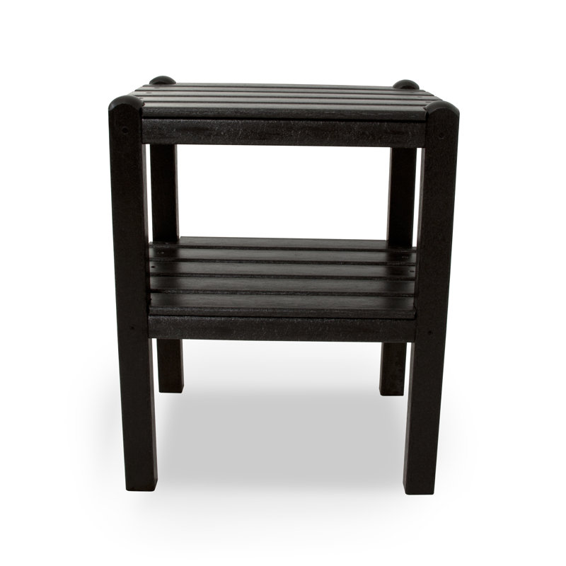 POLYWOOD Two Shelf Side Table, Black